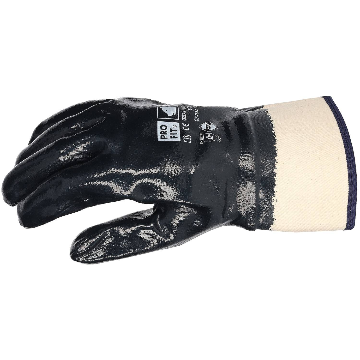 Profit 805-10 Nitril Handschuhe, "Mega Prem Dry",blau, vollgetaucht, Stulpe 10-1