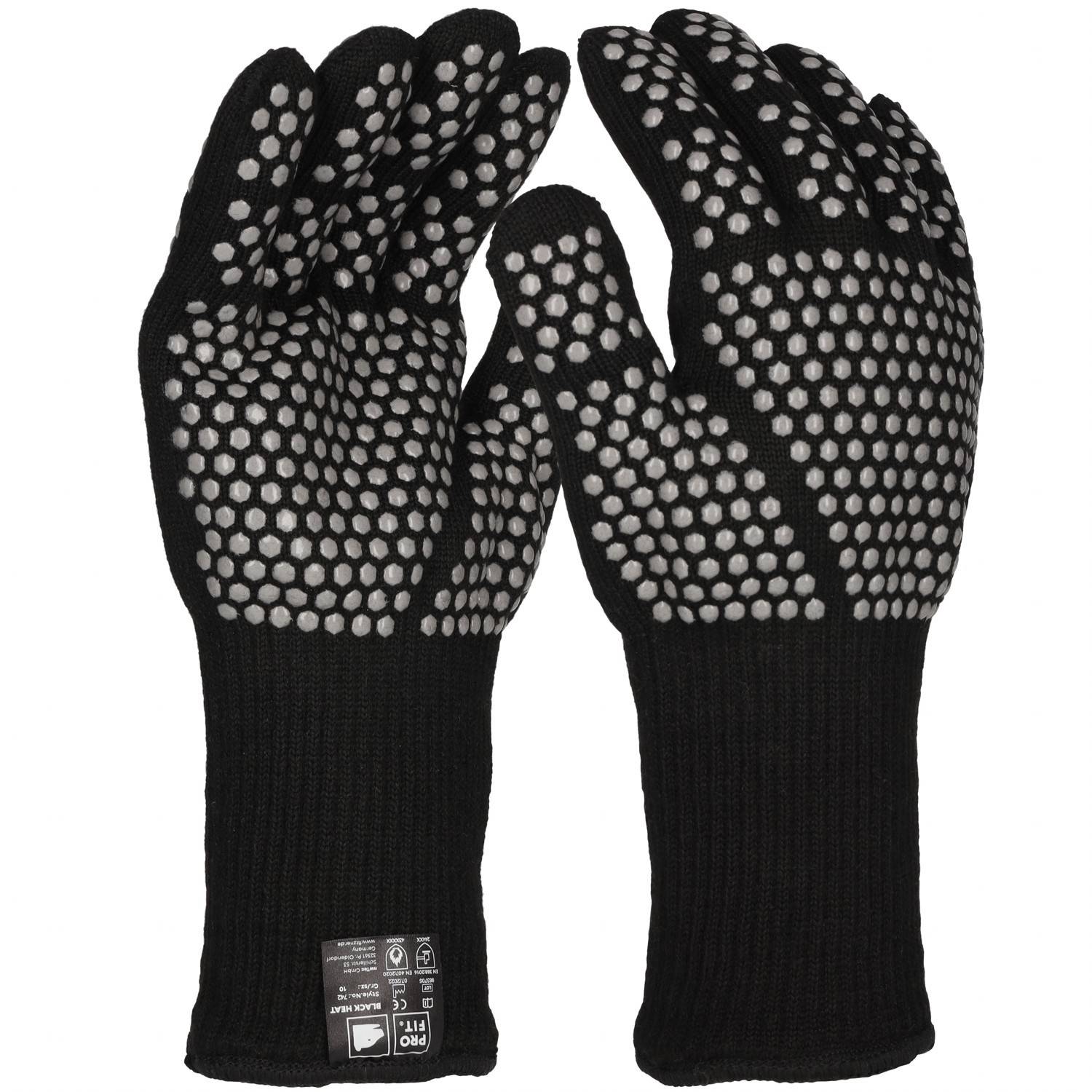 Profit 742-10 BLACK HEAT Hitzeschutzhandschuh,rutschfeste Silikonbenoppung 10-0
