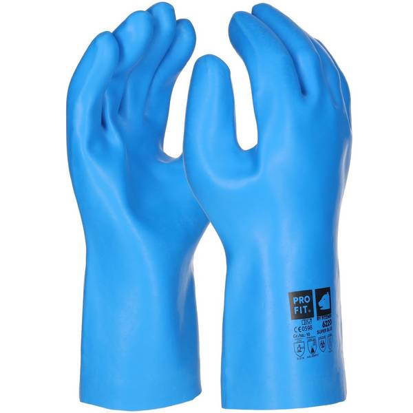 Profit 6220-9 Latex Chemikalienschutzhandschuhe"Super Blue", blau, glatt 9
