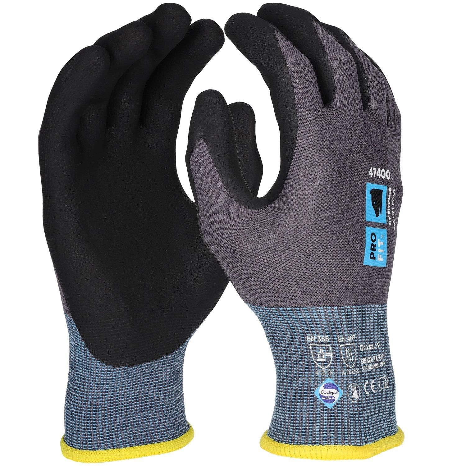 Profit 47400-10 Nitril Handschuhe, "Maxim cool",grau / schwarz 10