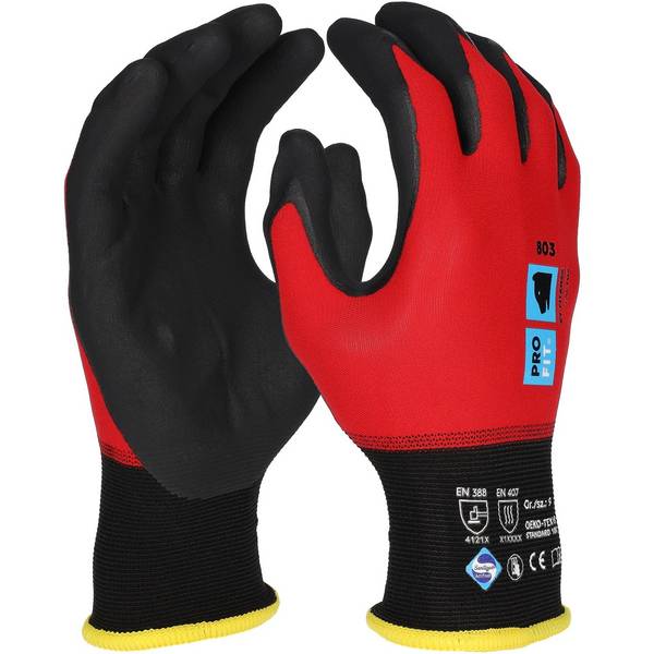 Profit 803-9 Nitril Handschuhe, "Tactus",rot/schwarz, 18 Gauge 9