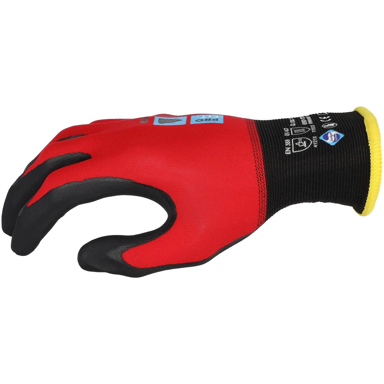 Profit 803-9 Nitril Handschuhe, "Tactus",rot/schwarz, 18 Gauge 9-1