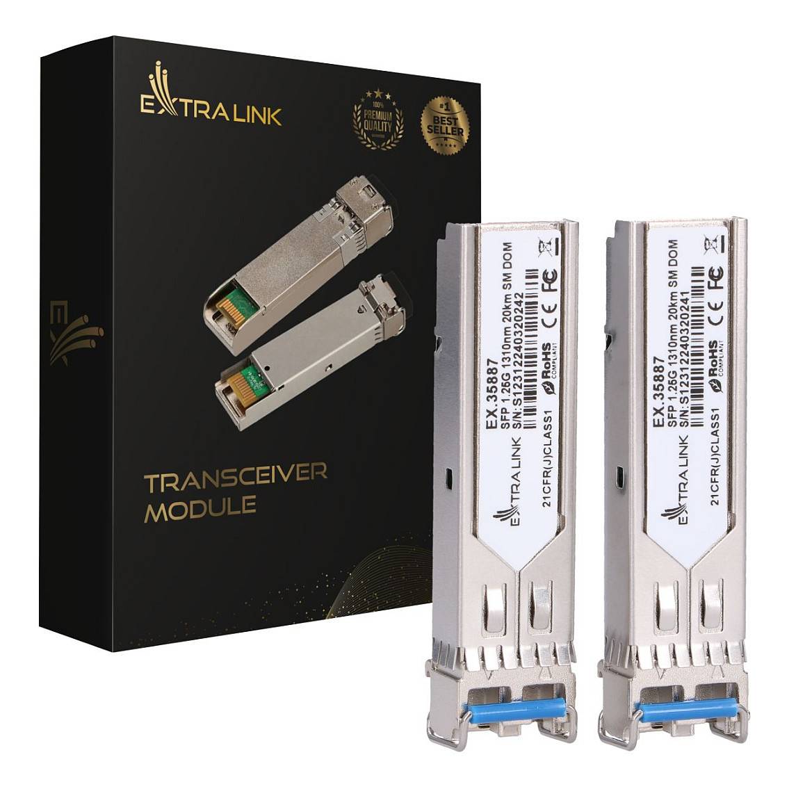 Extralink SFP 1.25G 2-pack | ModuÅ‚ SFP | 1,25Gbps, LC/UPC, 1310nm, 20km, single mode, DOM module-0