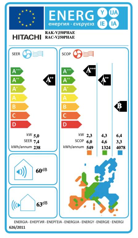 Hitachi AirHome 600 Inverter-Klimaanlage RAK-VJ50RHAE + RAC-VJ50WHAE 18.000 BTU, WLAN, A++/A++, R32, bis 37 m²-1