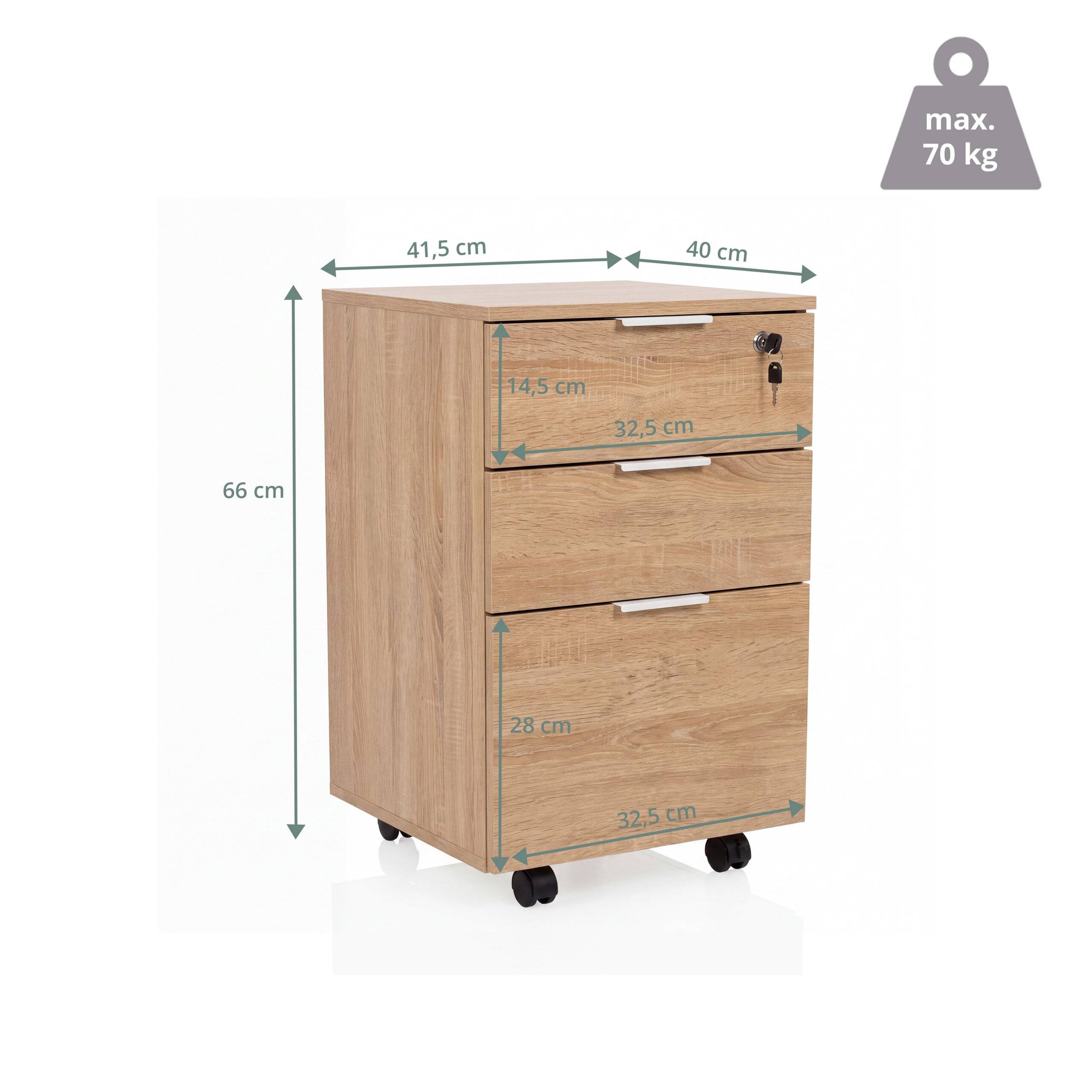 Rollcontainer Schreibtischcontainer Davik eiche hjh OFFICE-1