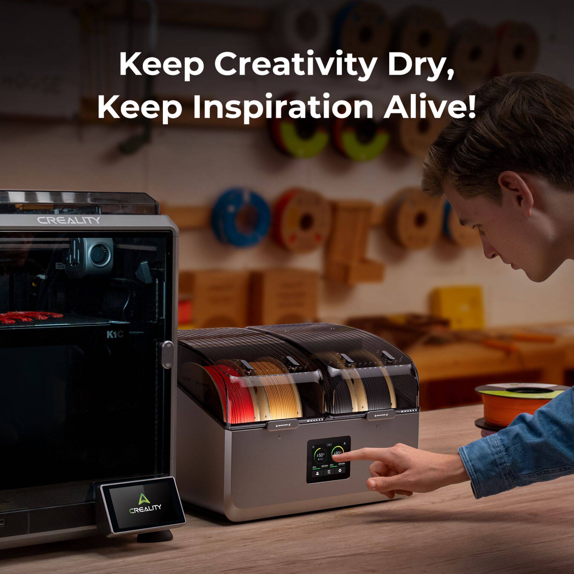 Creality SpacePi X4 Filament Trockenbox für 4 Spulen, bis 85°C, duale 200W PTC-Heizung-0
