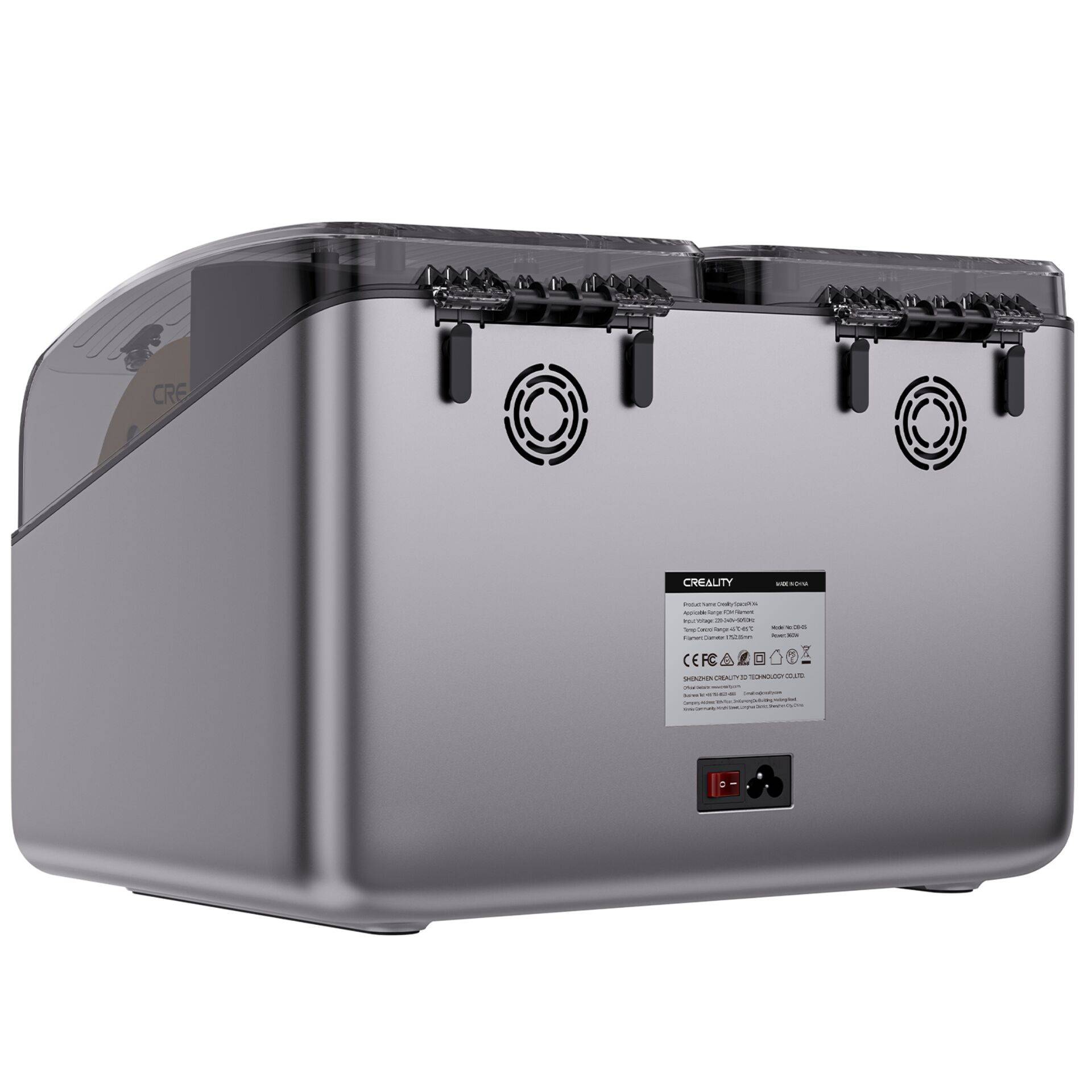 Creality SpacePi X4 Filament Trockenbox für 4 Spulen, bis 85°C, duale 200W PTC-Heizung-3