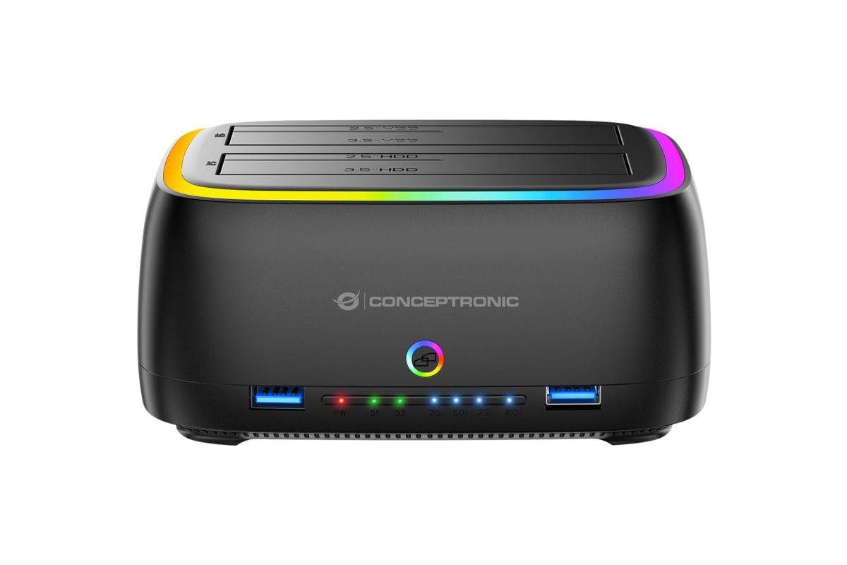 CONCEPTRONIC Festplattengehäuse 2.5/3.5HDD/SSD 2xUSB-A sw Multimedia-Technik Dockingstation-0