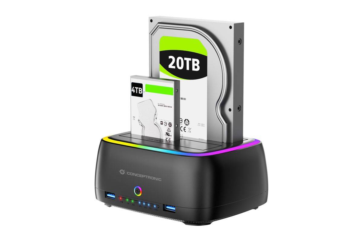 CONCEPTRONIC Festplattengehäuse 2.5/3.5HDD/SSD 2xUSB-A sw Multimedia-Technik Dockingstation-2