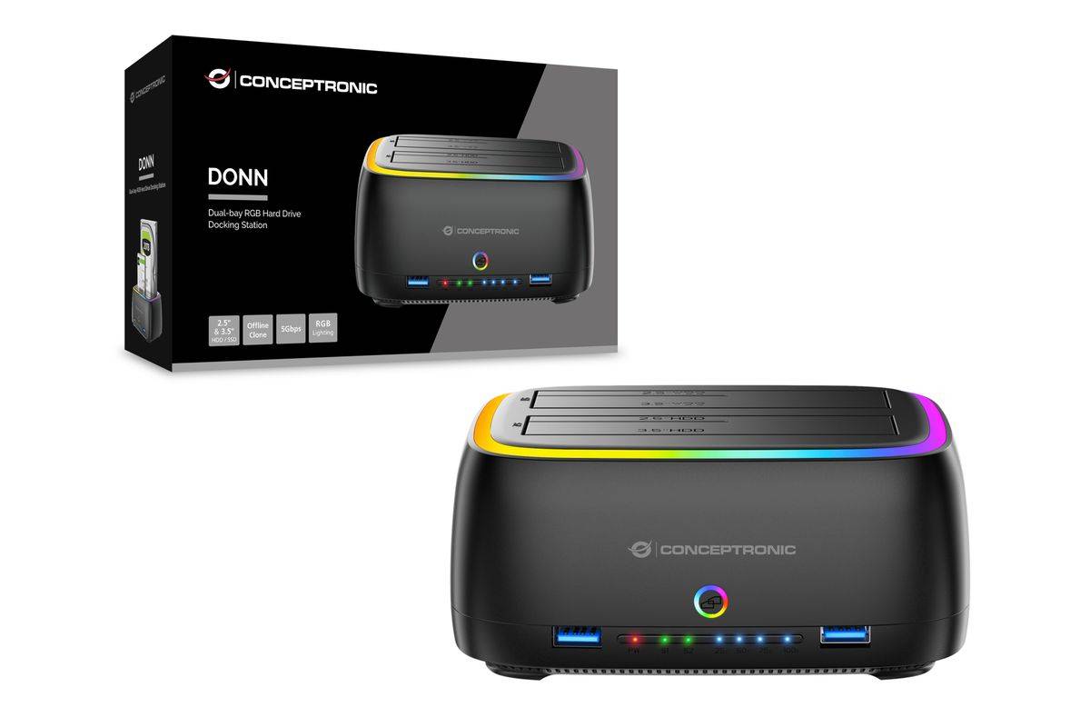 CONCEPTRONIC Festplattengehäuse 2.5/3.5HDD/SSD 2xUSB-A sw Multimedia-Technik Dockingstation-4