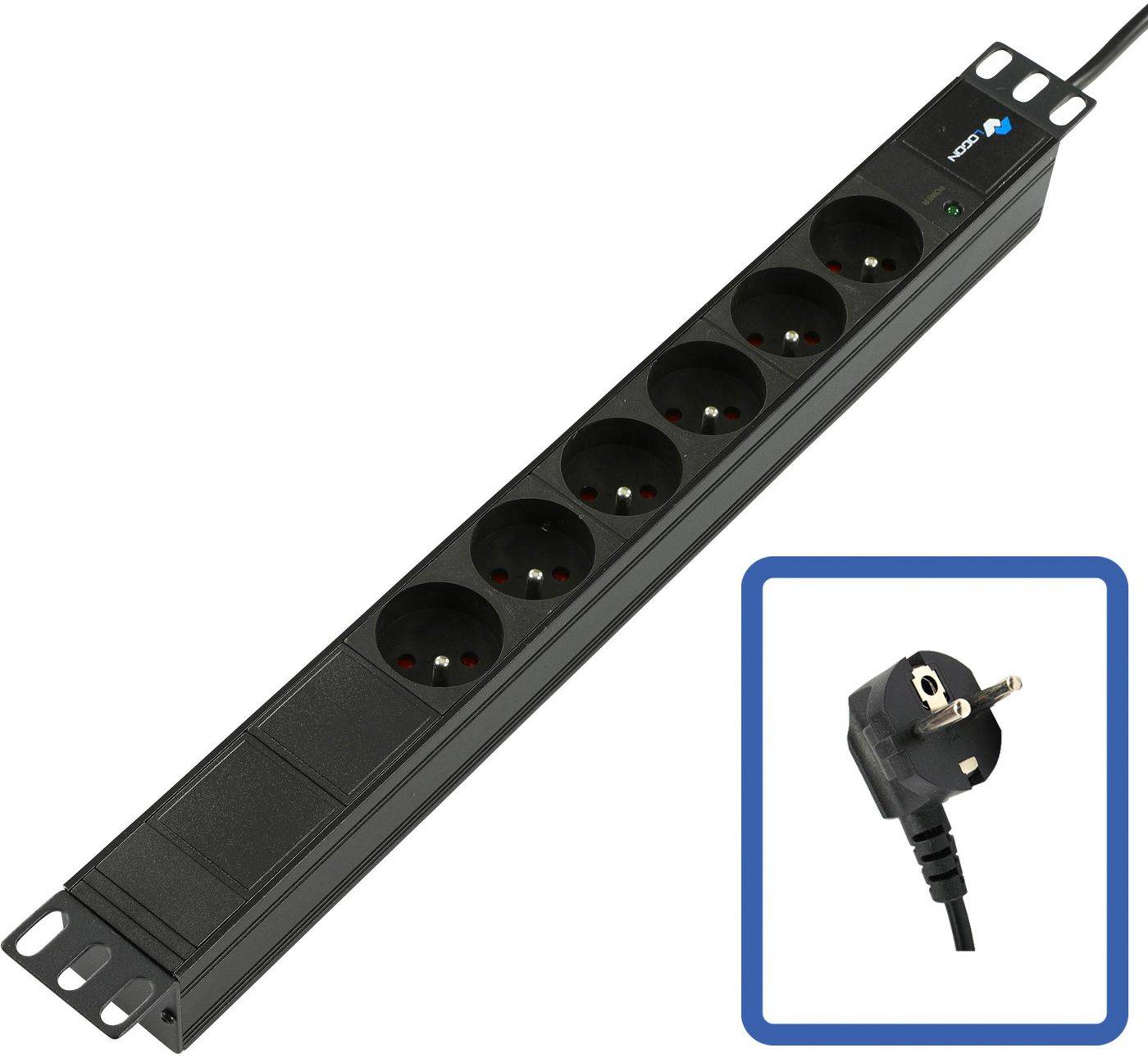 LANVIEW - POWER STRIP 19" - 6 WAYS - 1U - WITH LED POWER-0