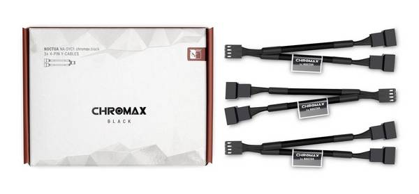 Noctua NA-SYC1 CHROMAX.BLACK, Kabelverlängerung, Schwarz, Weiblich, Weiblich, 115 mm, 3 Stück(e)