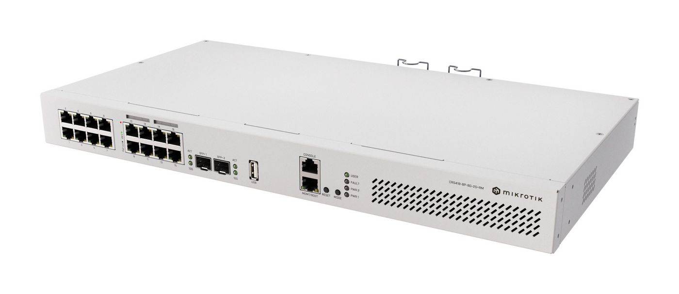 Mikrotik CRS418-8P-8G-2S+RM Cloud Router/Sw, L2/L3, Gigabit Ethernet (10/100/1000), Power over Ethernet (PoE), Rack-Einb-0