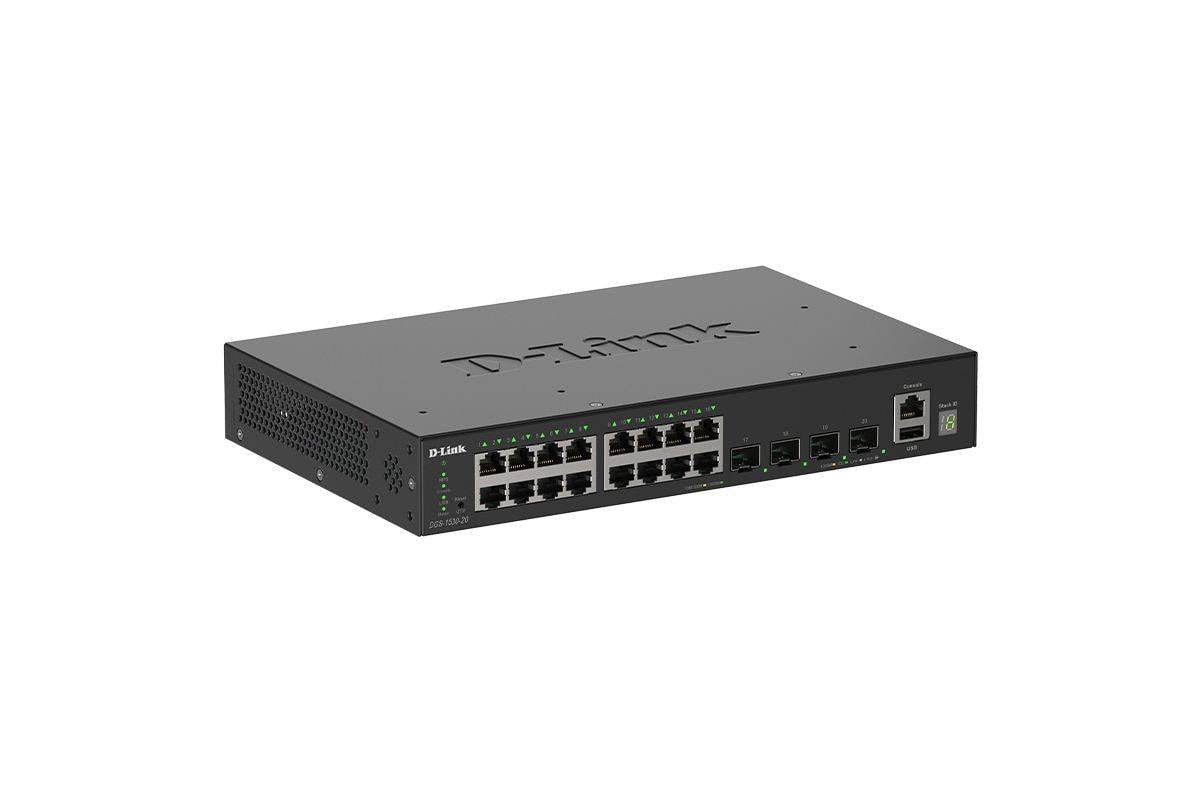 D-Link DGS-1530-20/E. Manag. Switch 2x 10G Glasfaser LWL 10 Gbps 20-Port Managed-1