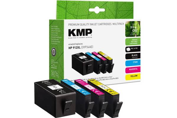 KMP schwarz cyan magenta gelb Druckerpatronen kompatibel zu HP 912XL 3YP34AE - Kompatibel - Wiederaufbereitet
