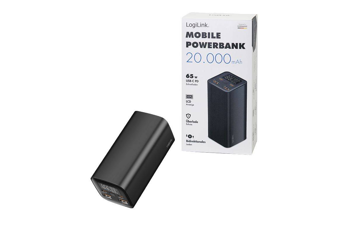 Logilink Mobile Power Bank, 20.000 mAh, PD 65 W, black Energie & USV Powerbanks-5