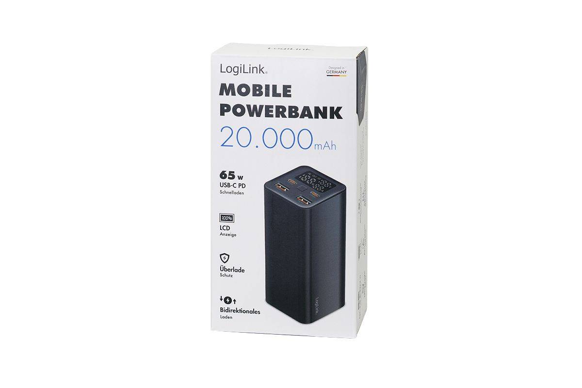 Logilink Mobile Power Bank, 20.000 mAh, PD 65 W, black Energie & USV Powerbanks-4
