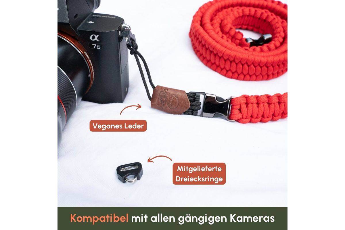 C-ROPE Kameragurt Traveler aus Paracord 100cm Bright Red retail-5