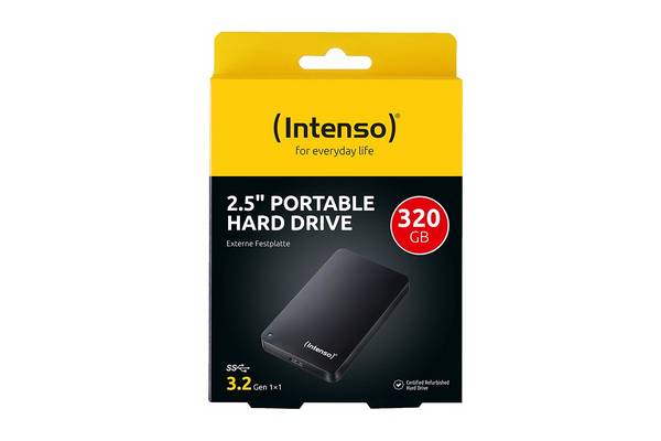 Intenso Portable Hard Drive 320 GB, Certified Refurbished, 320 GB, 2.5", 3.2 Gen 1 (3.1 Gen 1), 5400 RPM, Schwarz