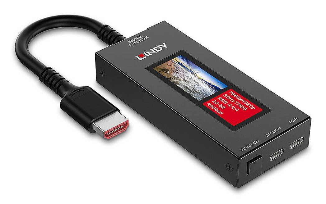 LINDY HDMI 8K60 Signal Analyzer, tragbar, mit LCD Bildschirm-0