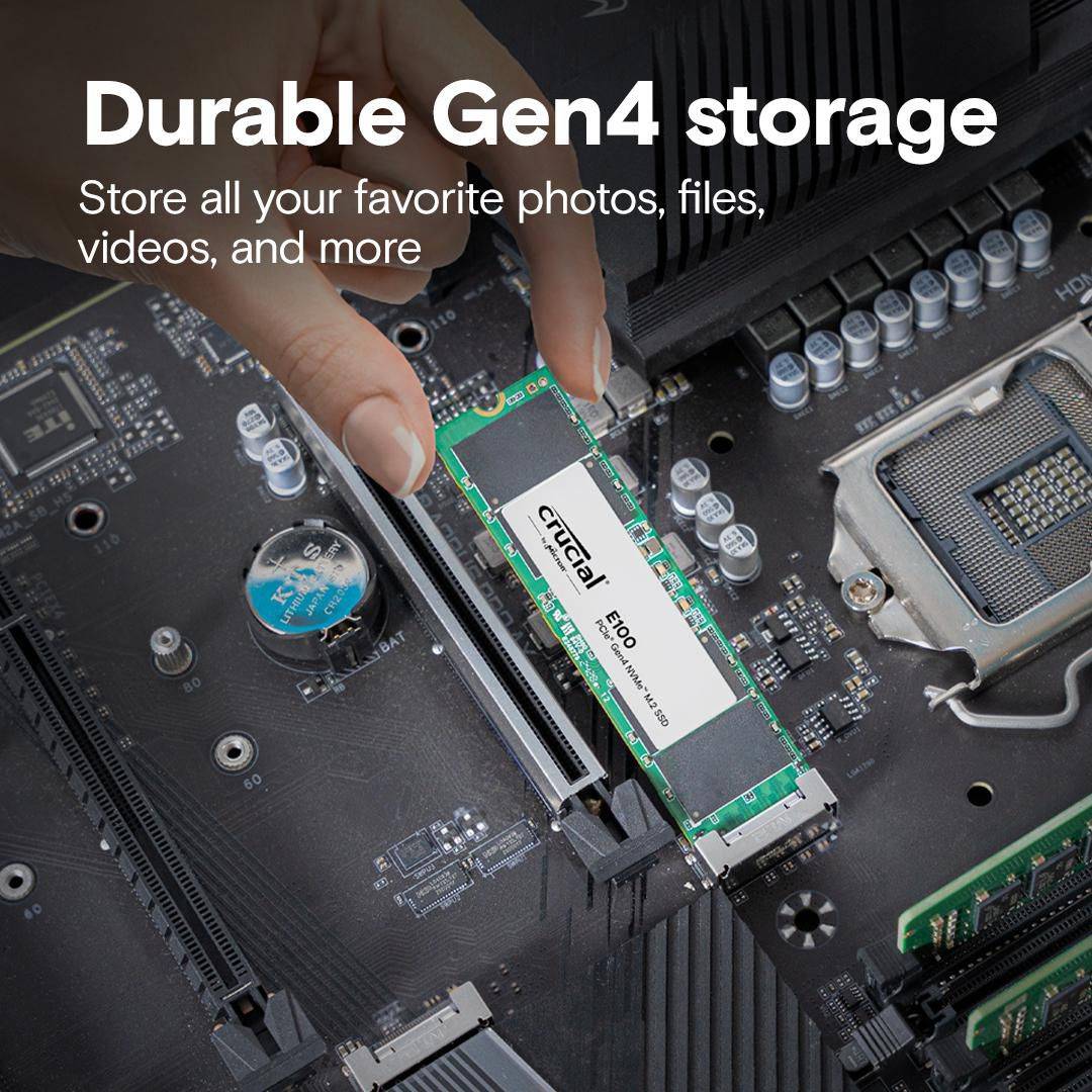 Crucial E100 - SSD - 2 TB - intern - M.2 2280 - PCIe 4.0 x4 (NVMe)-3