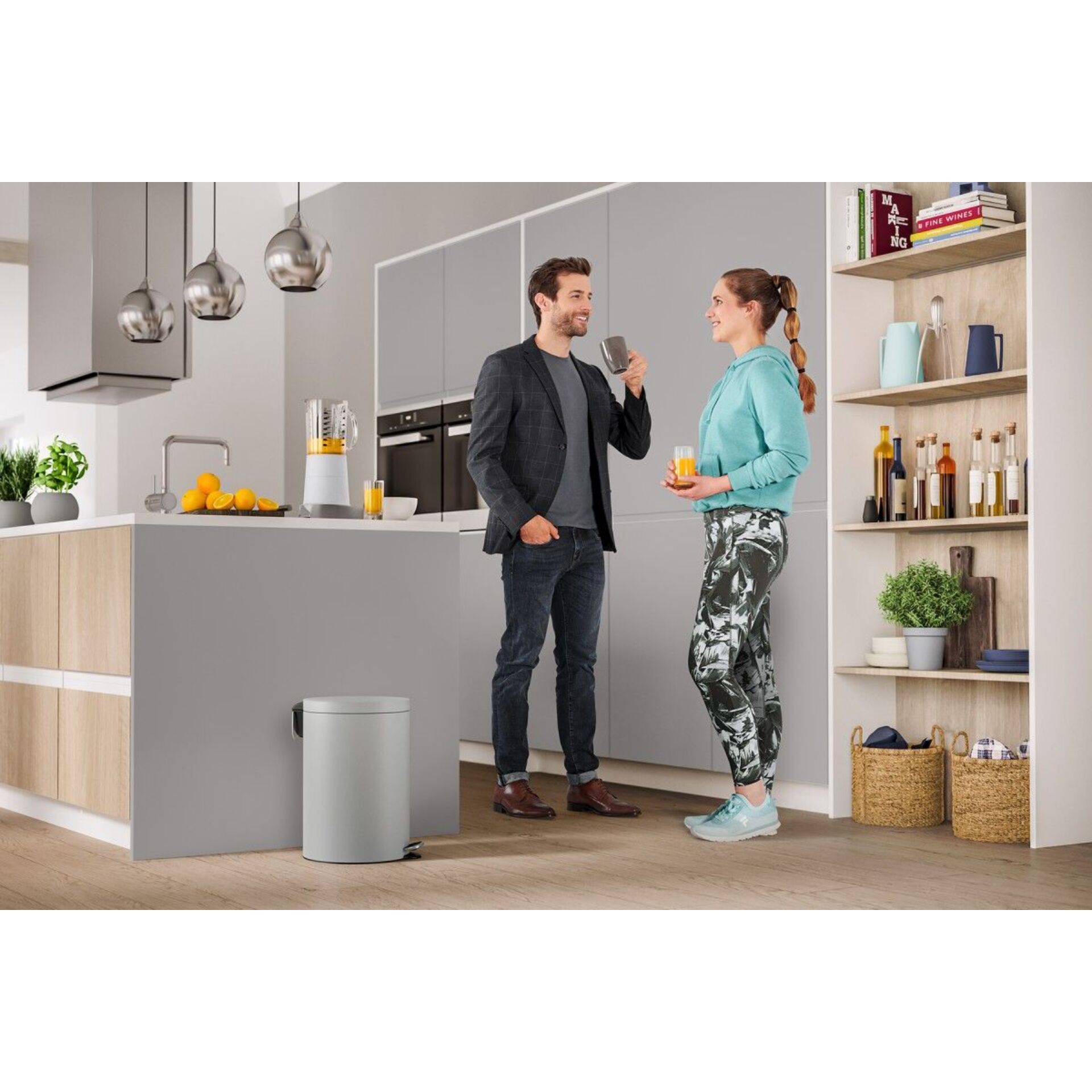 Tretabfallsammler Selekta 20l D290xH435mm Stahlbl.grau HAILO-4