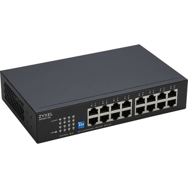 ZyXEL GS1100-16S Unman. Switch m. DIP Selektor 1 Gbps 16-Port Unmanaged