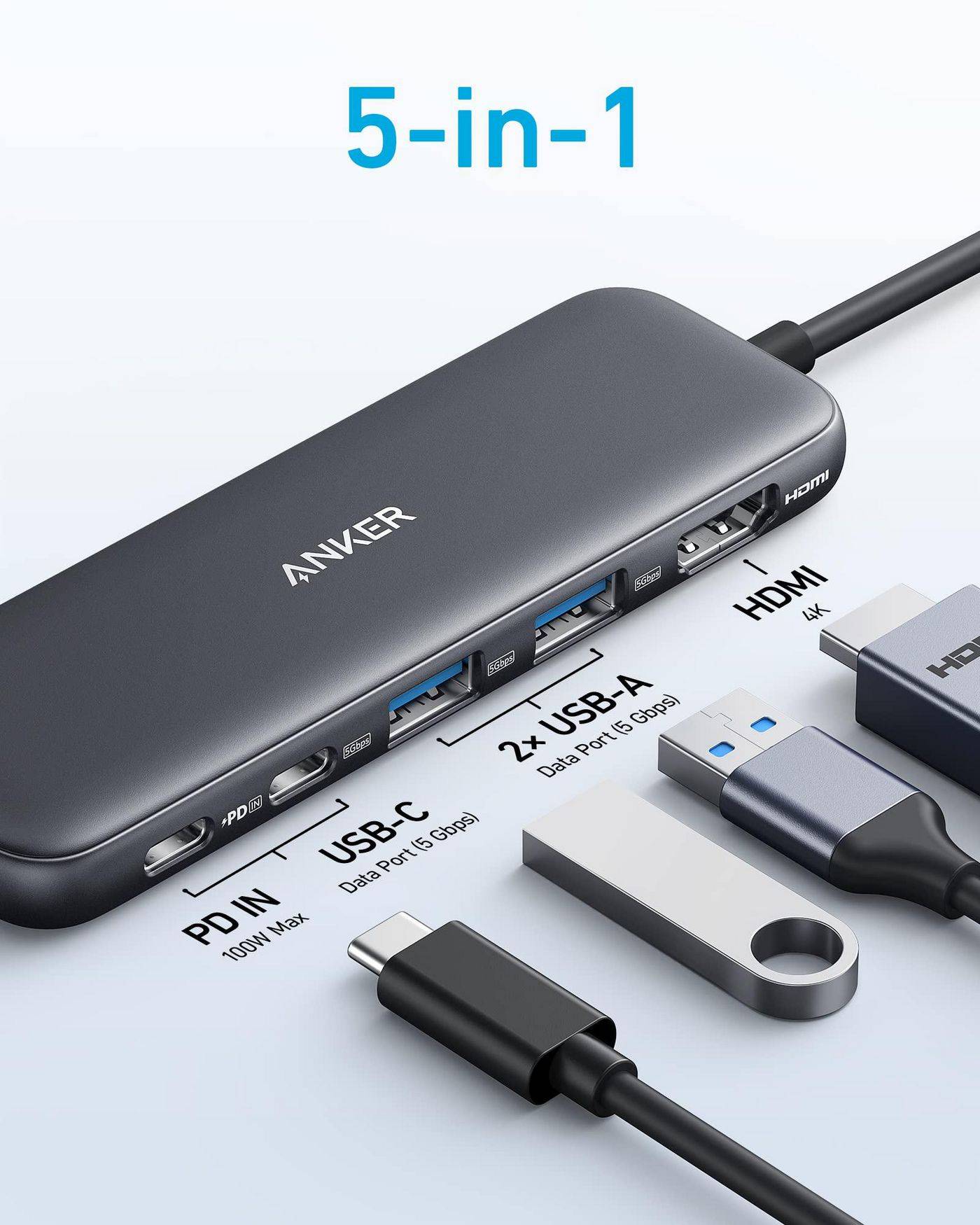 ANKER 332 USB-C Hub (5-in-1) Eingabe / Ausgabe Dockingstations und Hubs-1