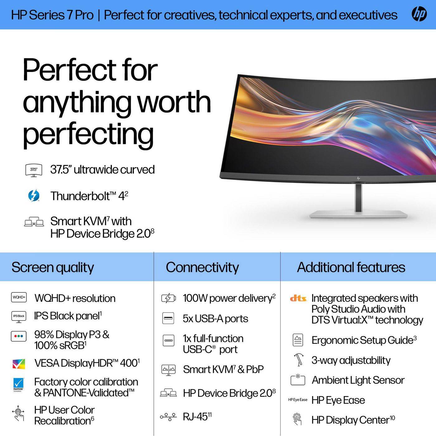 HP - Series 7 Pro 37.5 inch WQHD+ Thunderbolt 4 Monitor - 738pu - Flachbildschirm (TFT/LCD) - 95,2 cm-1