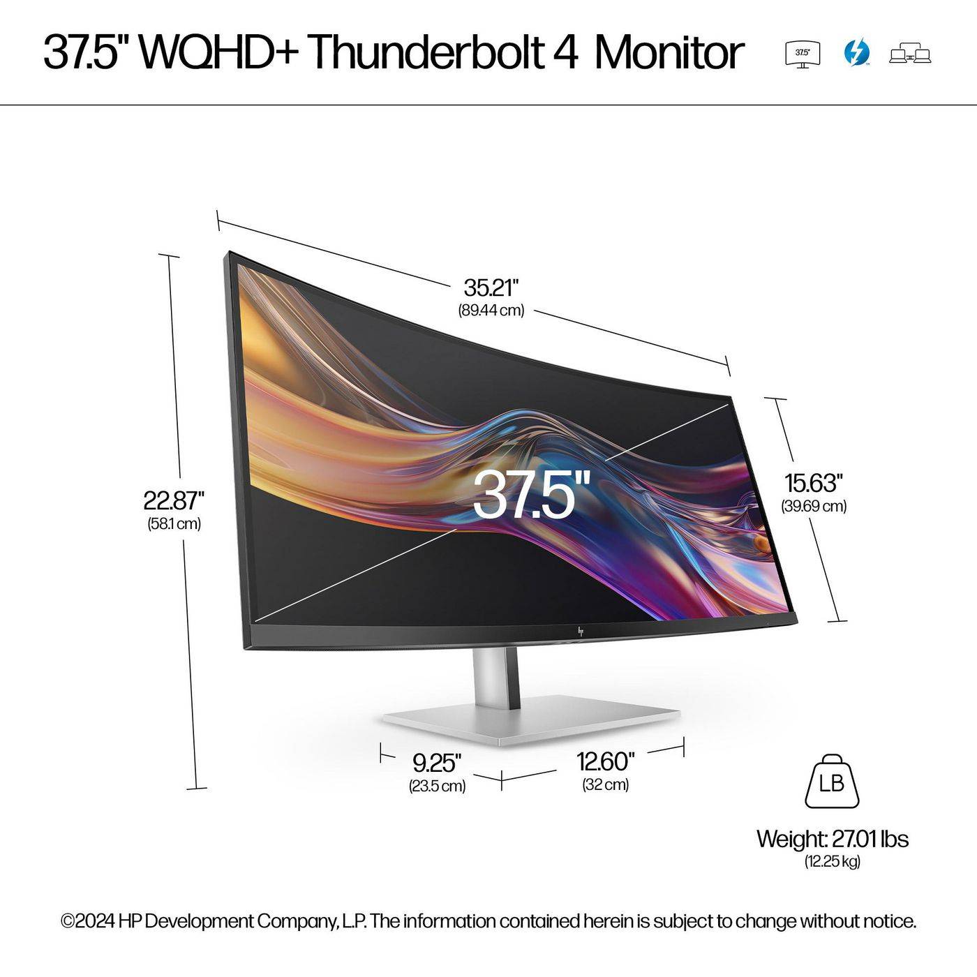 HP - Series 7 Pro 37.5 inch WQHD+ Thunderbolt 4 Monitor - 738pu - Flachbildschirm (TFT/LCD) - 95,2 cm-3
