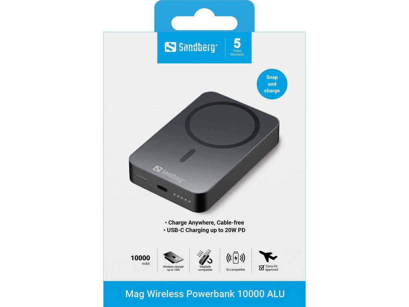 SANDBERG Mag Wireless Powerbank 10000 AL Telekommunikation, UCC & Wearables Smartphone Zubehör &-3