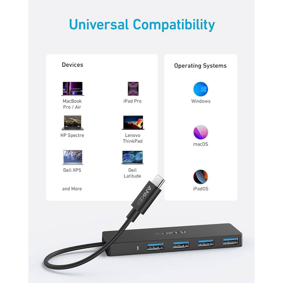 Anker Innovations USB-C Data Hub 4-in-1 4x USB-A 3.0 5Gbit/s black-2