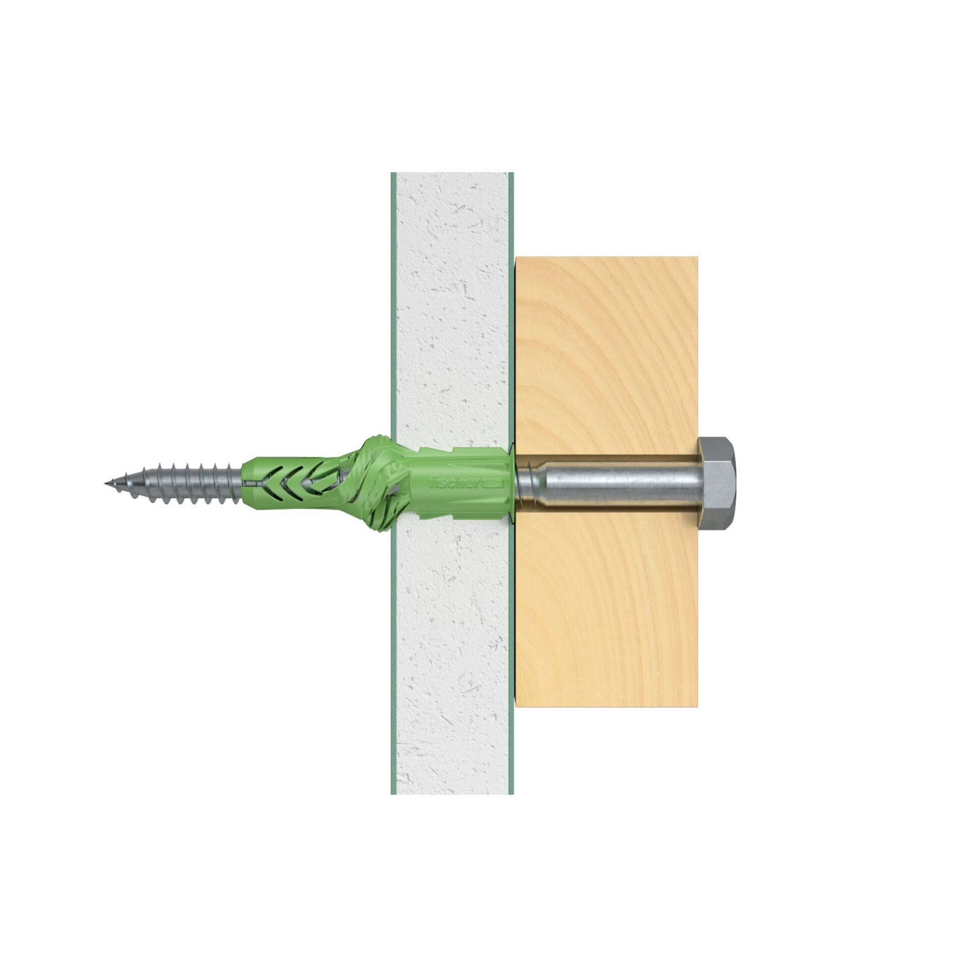 fischer 518887, Nylon, Kunststoff, Grün, 60 mm, 1 cm, 7,5 cm, 6 mm-2
