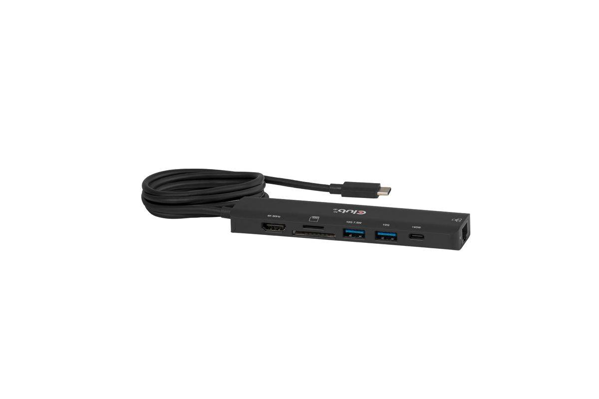 Club3D USB-C 7in1-HUB >HDMI/2xUSB/USB-C/LAN 4K60Hz PD140W retail Multimedia-Technik HUBs-3