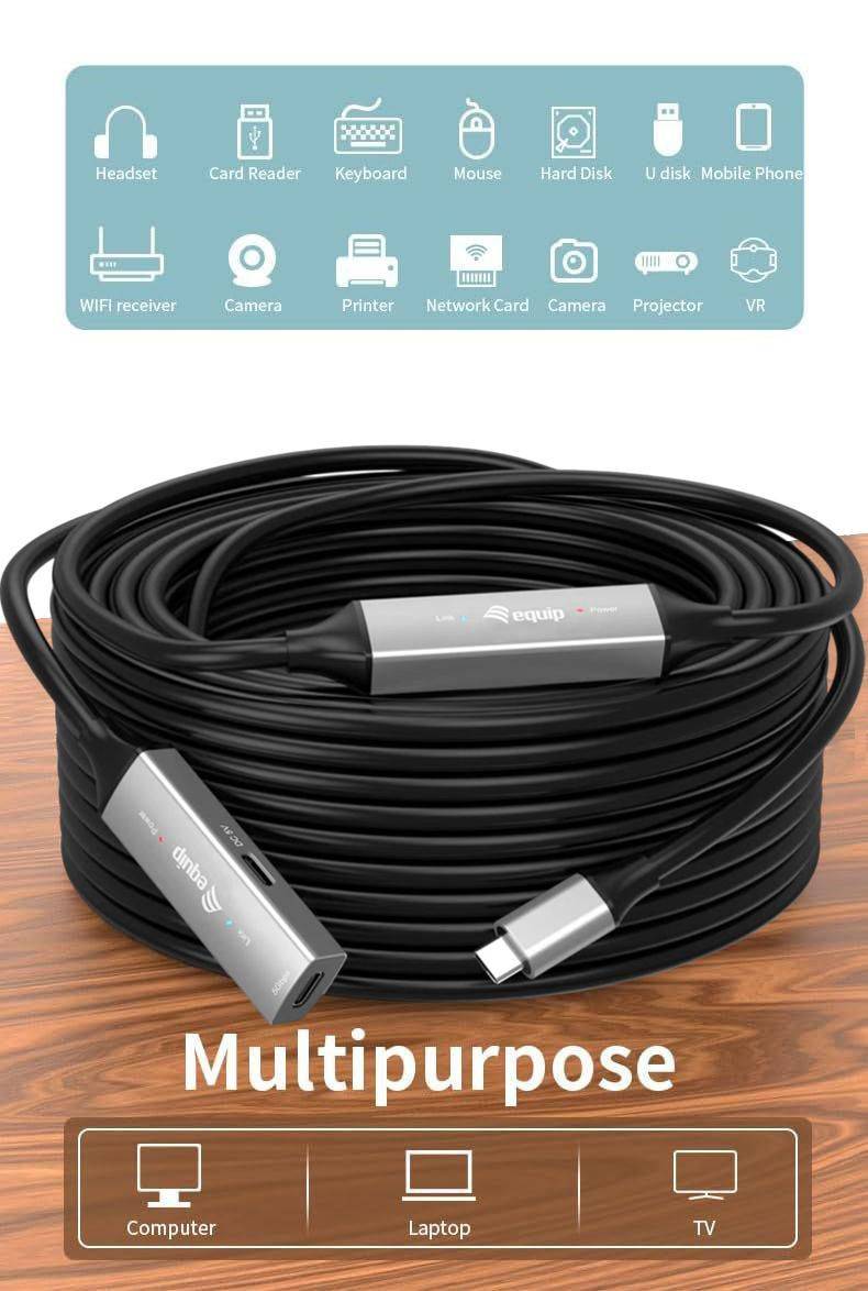 Equip Kabel Usb-C3.2->C Gen1 Akt.Erweit.St/Bu schwarz - Kabel - Digital/Daten-6