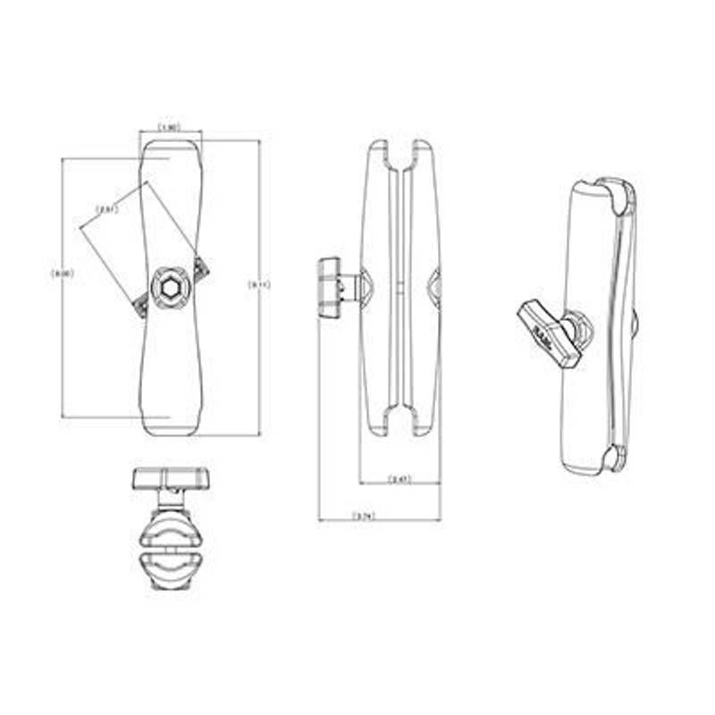 RAM Mounts RAM-201U-D, 743,9 g, 231,7 mm-2
