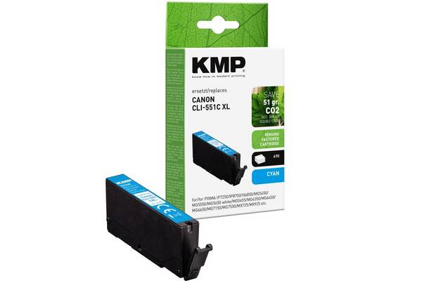 KMP Tinte cyan ersetzt Canon CLI-551 C XL 6444B001 & Toner Kompatibel