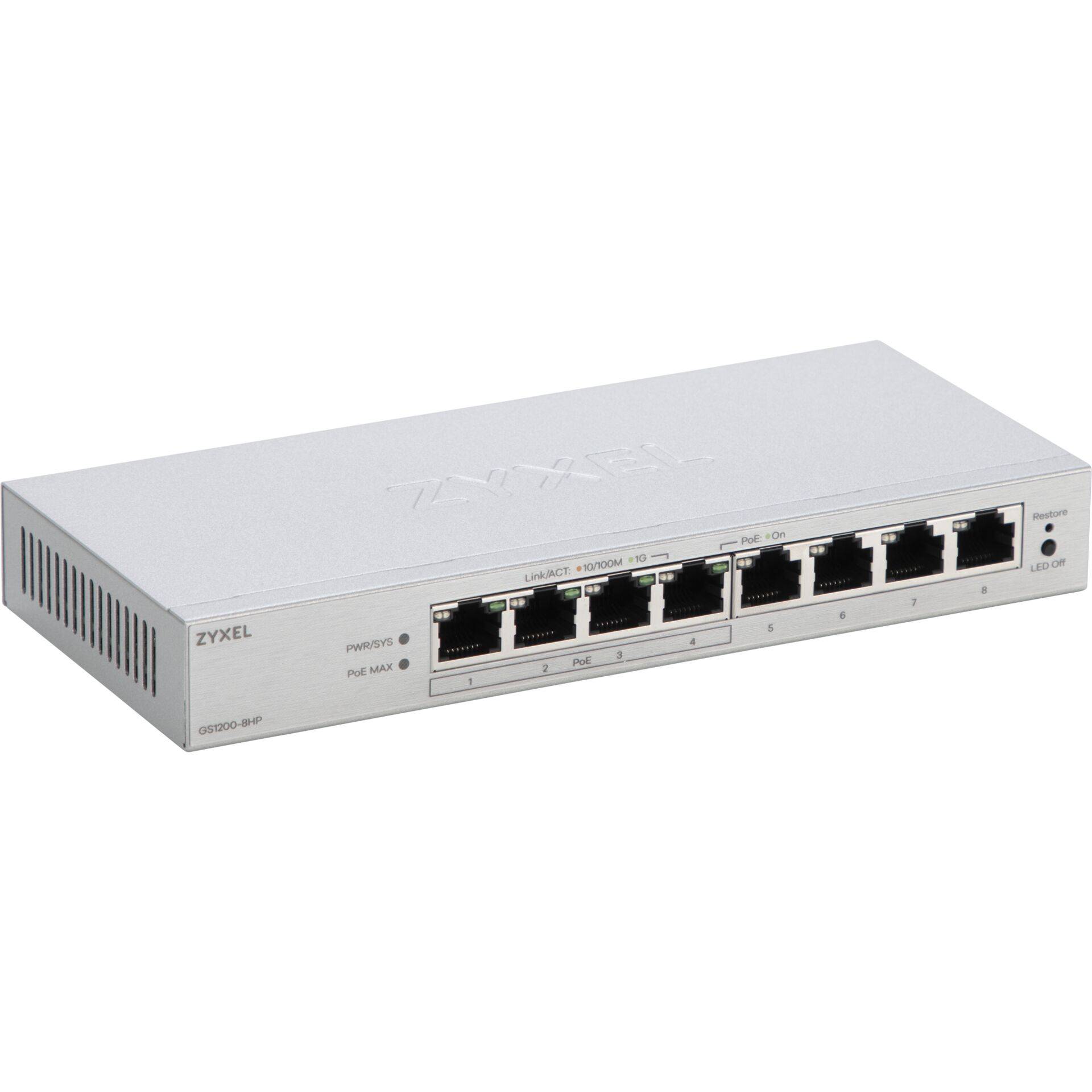 ZyXEL GS1200-8HPV3 8-Port Gigabit PoE+ Web / Smart Managed Sw.-0