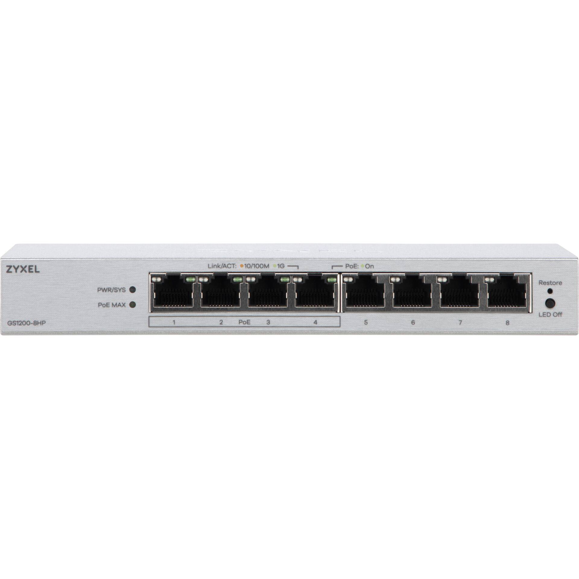ZyXEL GS1200-8HPV3 8-Port Gigabit PoE+ Web / Smart Managed Sw.-2