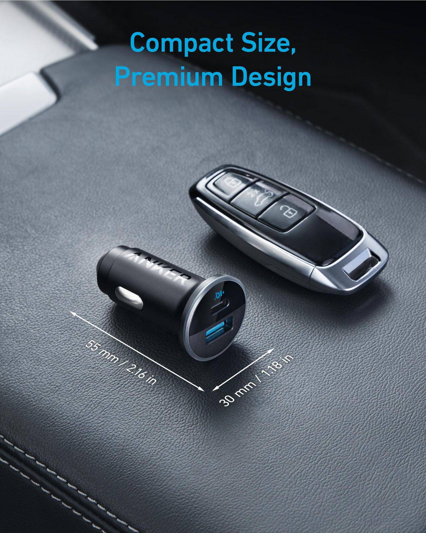 ANKER INNOVATIONS - Anker 323 - Auto-Netzteil - 52.5 Watt - 3 A - IQ 3.0, Fast Charge - 2 Ausgabeanschlussstellen (USB,-5