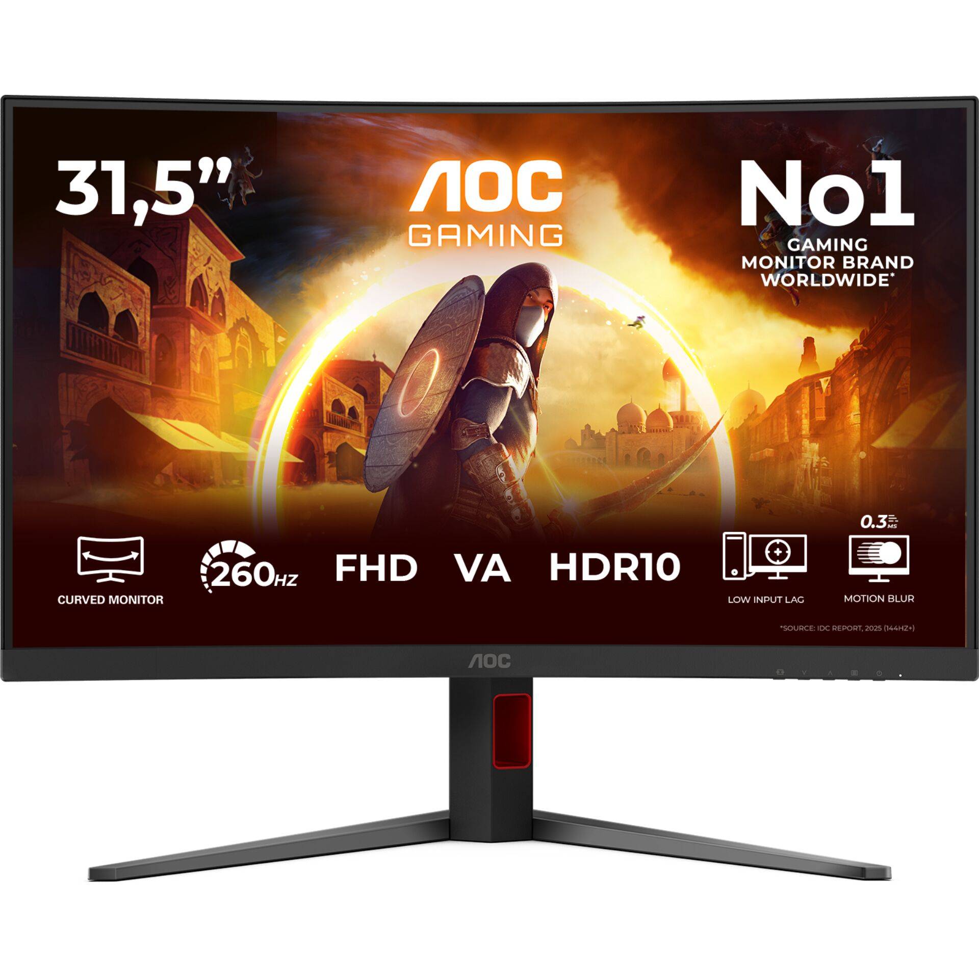 AOC Gaming LED-Monitor gebogen 81,3 cm 32" 31.5" sichtbar 1920 x 1080 Full HD 1080p @ 240 Hz VA 3500:1 HDR10 0,3 ms-0