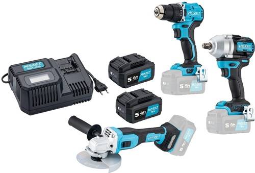HAZET Akku-Bohrschrauber 1/2″ Akku-Schlagschrauber Akku-Winkelschleifer Satz 18 Volt 9500P-1/6 6-teilig