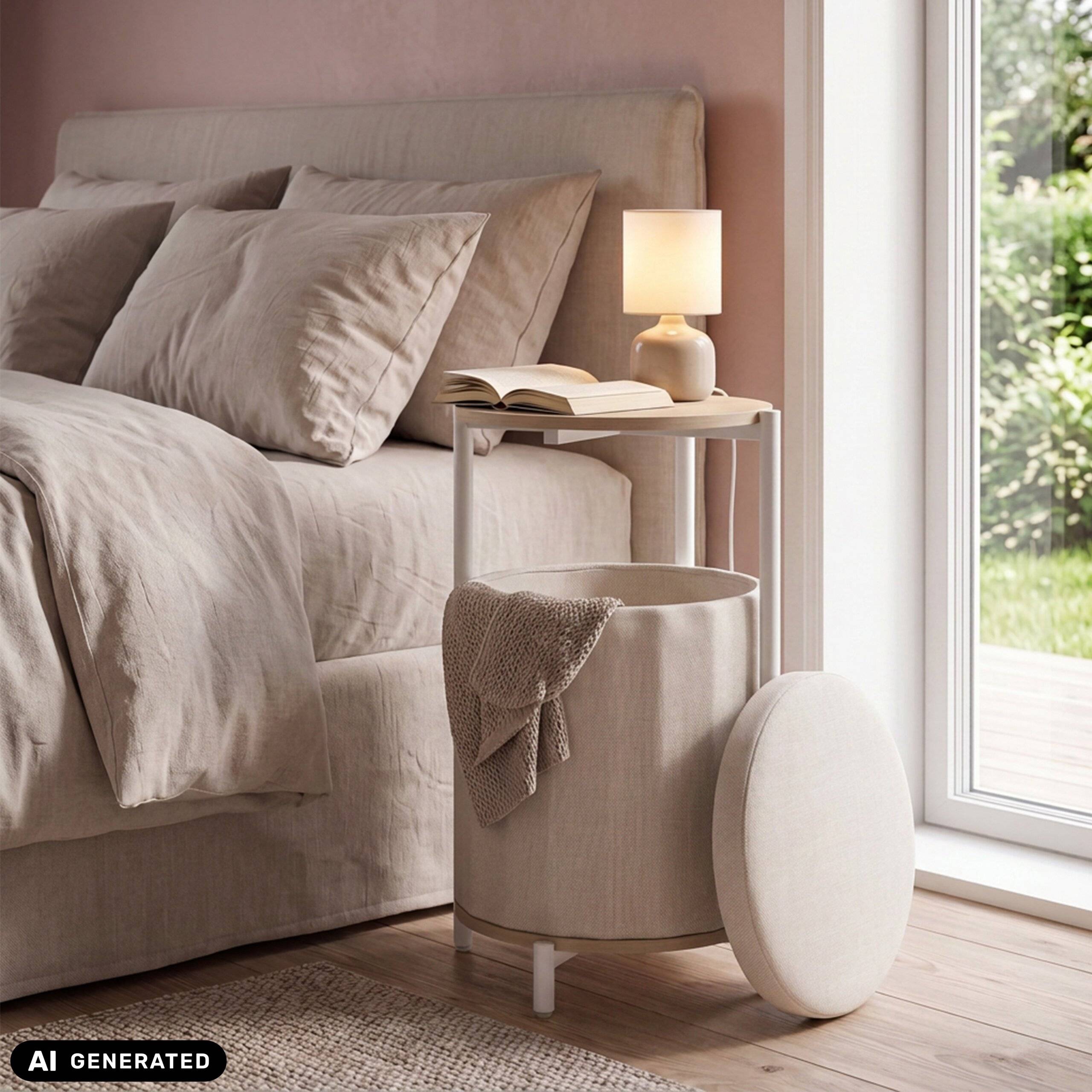 Couchtisch inkl. 2 Sitzhocker mit Stauraum Nestup 1 weiß eiche hjh LIVING-3
