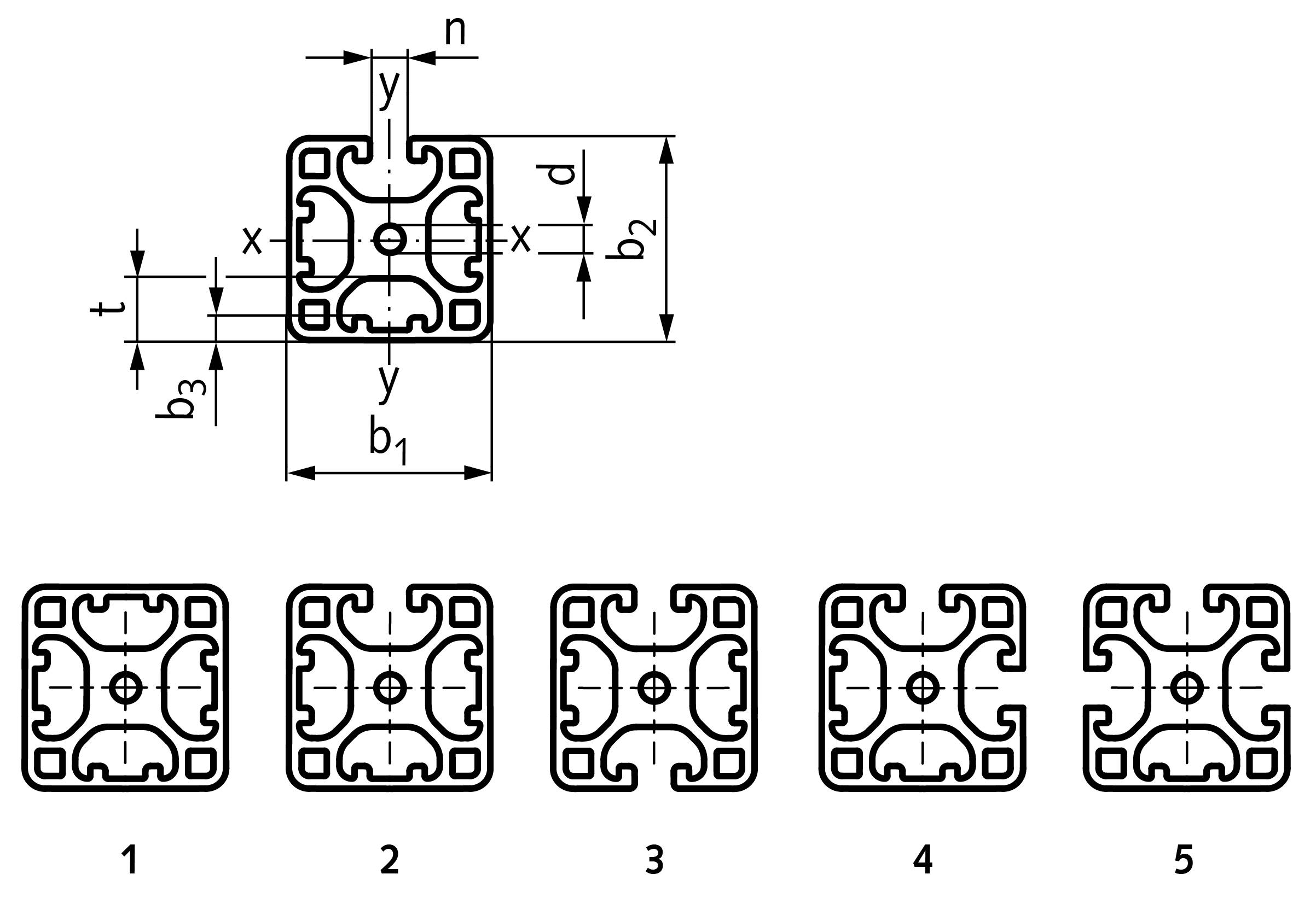 657.4-3-4040-3 K-Profil leicht 3m 40x40 mm Typ 3-1