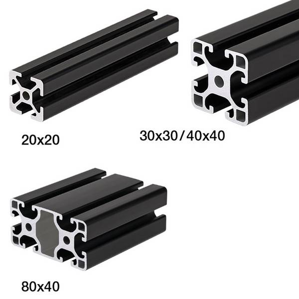 657.2-2020-1 K-Profil 20x20mm  1m  Leicht Schwarz