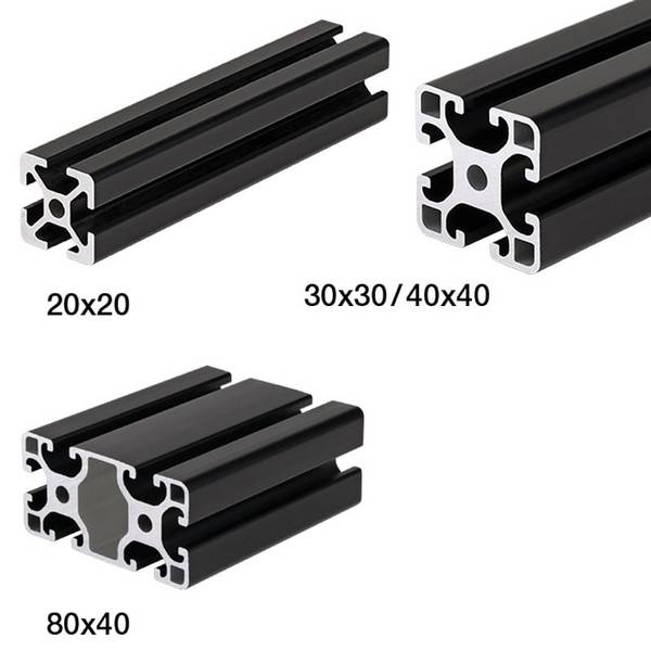 657.2-2020-3 K-Profil 20x20mm  3m  Leicht Schwarz
