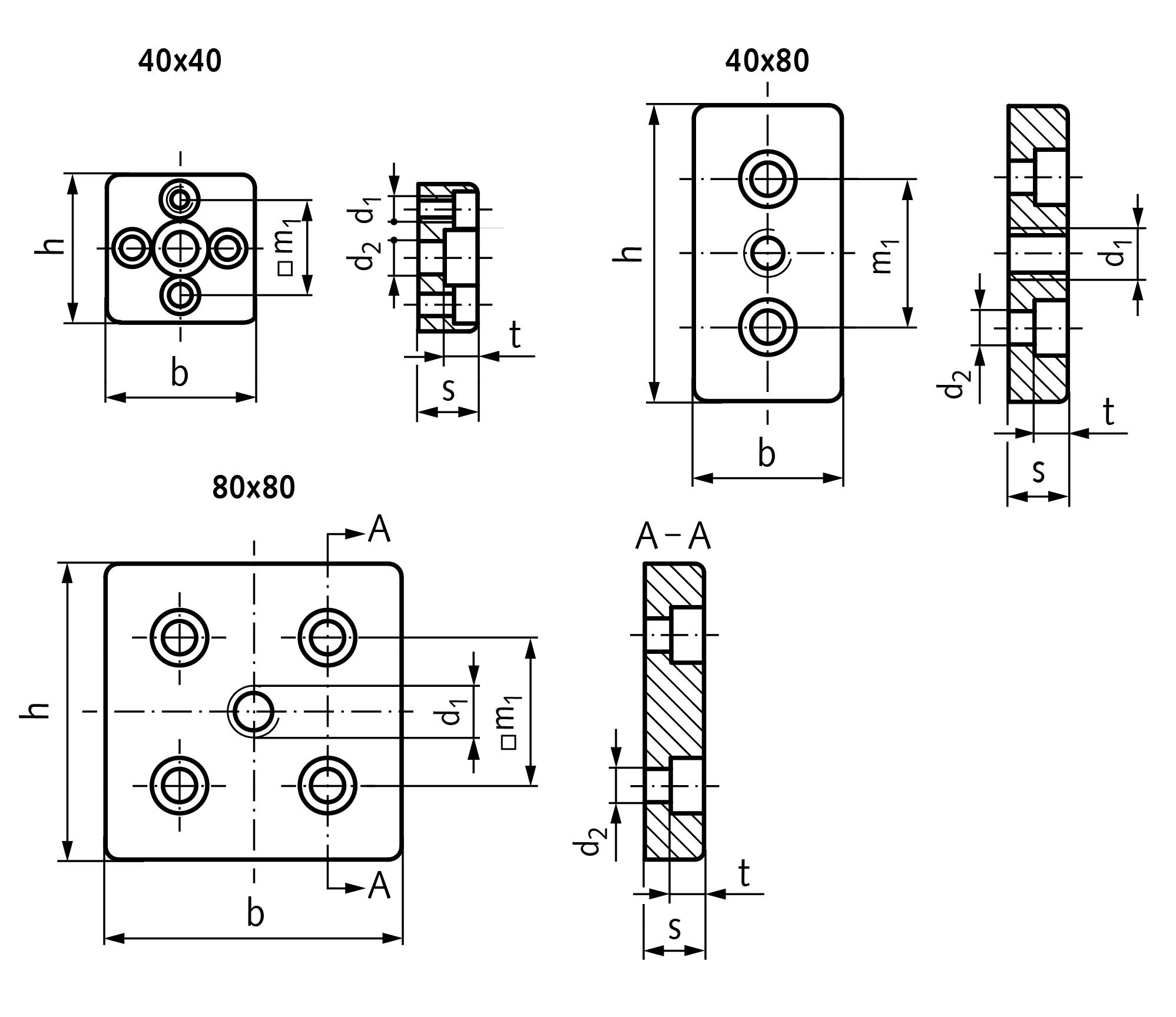 657.12-8080-M12 Fußplatte blank 80x80 mm M12-1