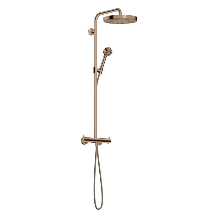 AXOR One Showerpipe mit Thermostat und Kopfbrause 280 1jet EcoSmart, Polished Red Gold-0