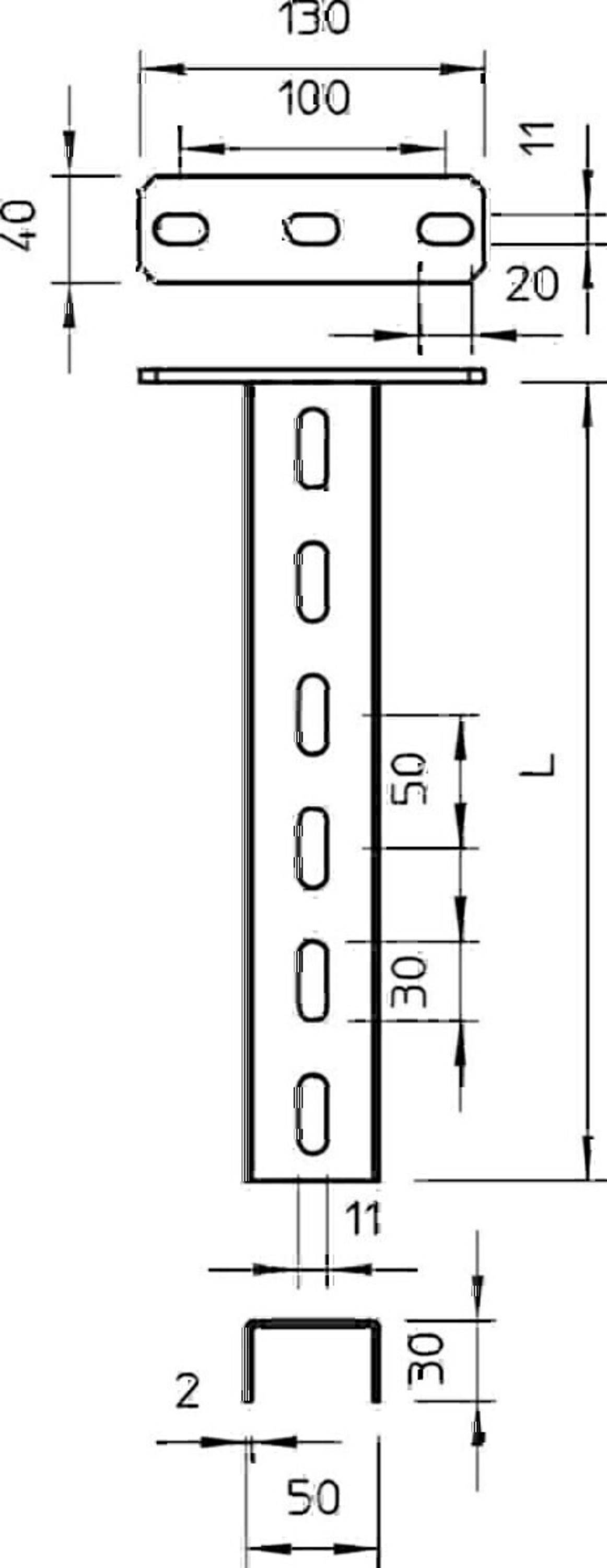 Hängestiel ST 400mm US 3K-Serie U-Profil 3kN US3K40FT-2