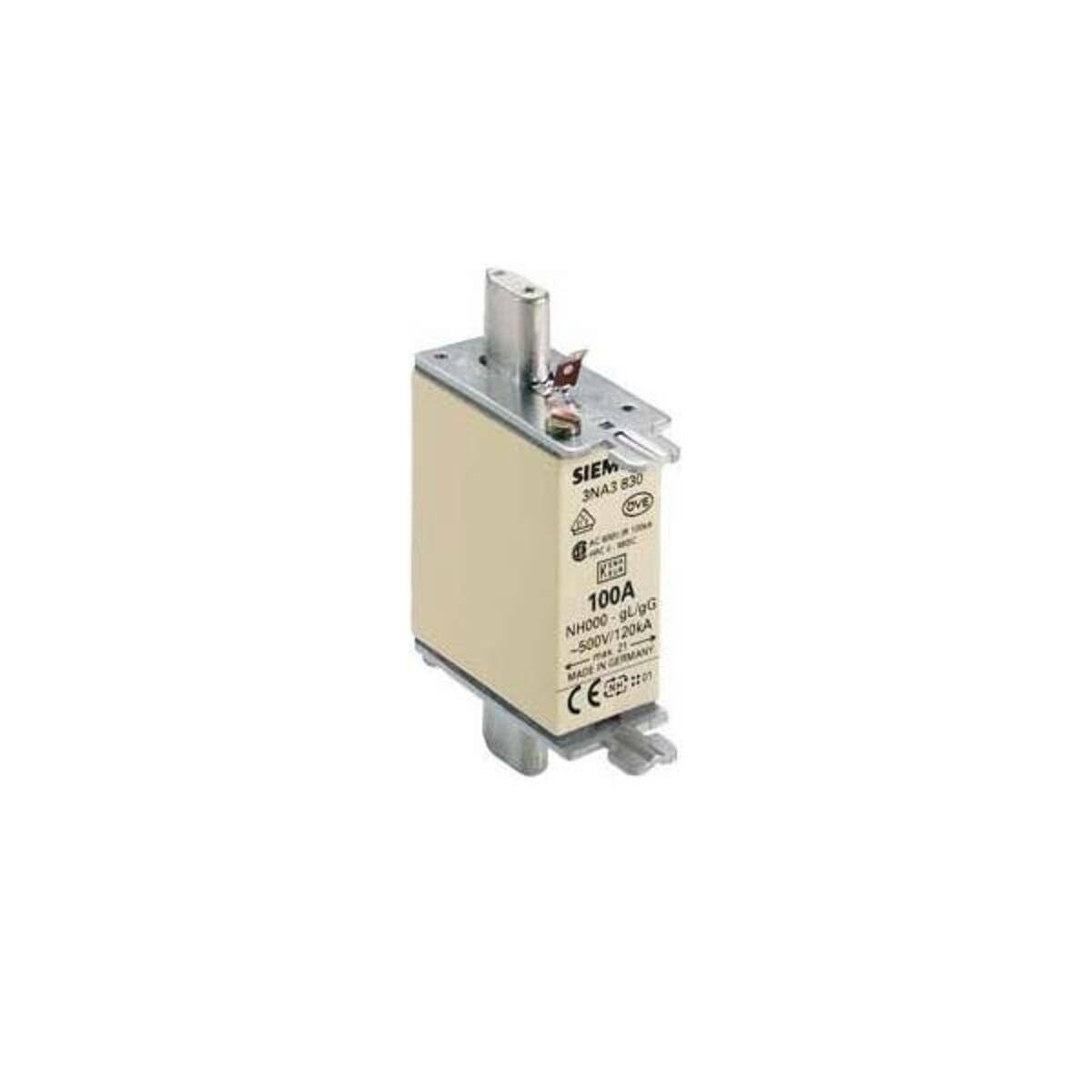 Siemens NH-Sicherungseinsatz 100A NH000 3NA3830 500V gL/gG Stirnk-0